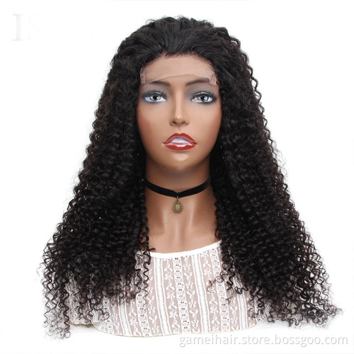 Virgin Mongolian Human Hair Transparent Lace Frontal Wig Pre Plucked Kinky Curly Full HD Swiss Lace Closure Wig For Black Women